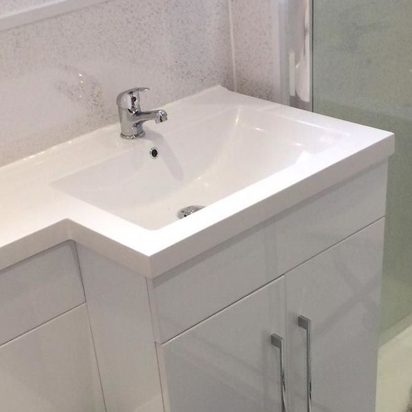 sink and toilet vanity unity in white gloss finish